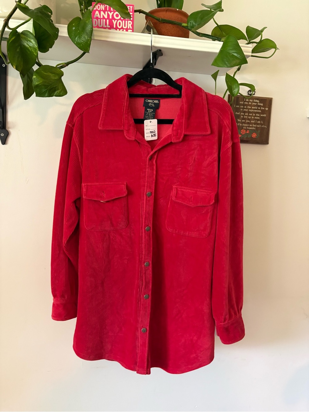Cherokee Bright Red Corduroy Button-Front Jacket